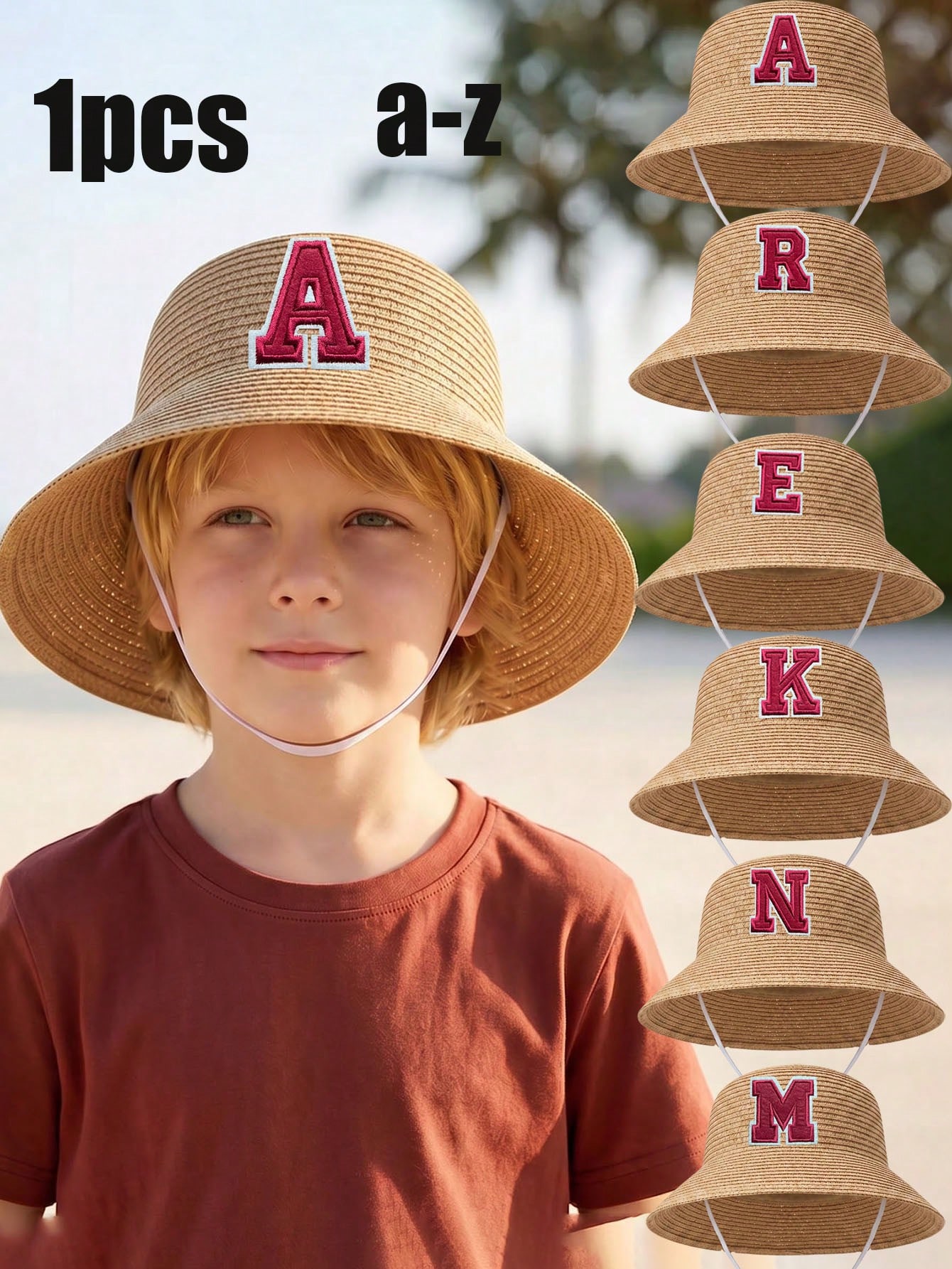 Kids Outdoor Hat - 1Pc 3-8Y Boys Coffee Bow Straw