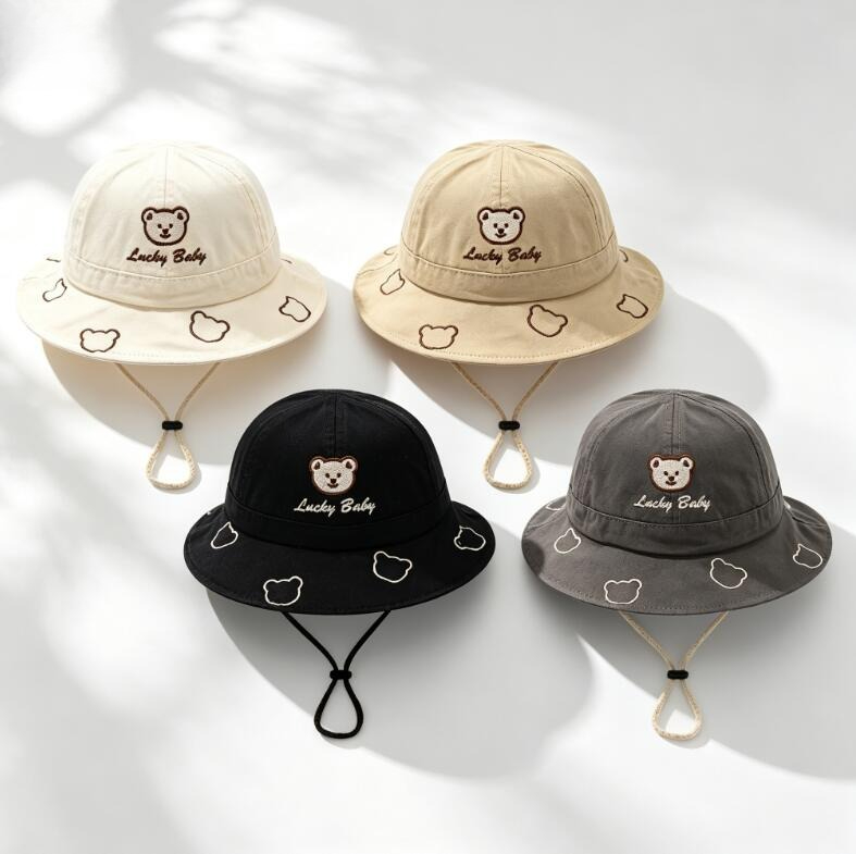 Kids Outdoor Hat - 2026 Cute Cartoon Bear Baby Bucket