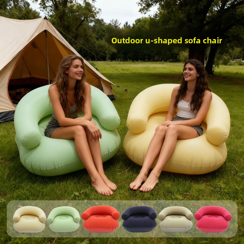 Kids Outdoor Lounge - Inflatable Lazy Sofa U-shaped Flocking with