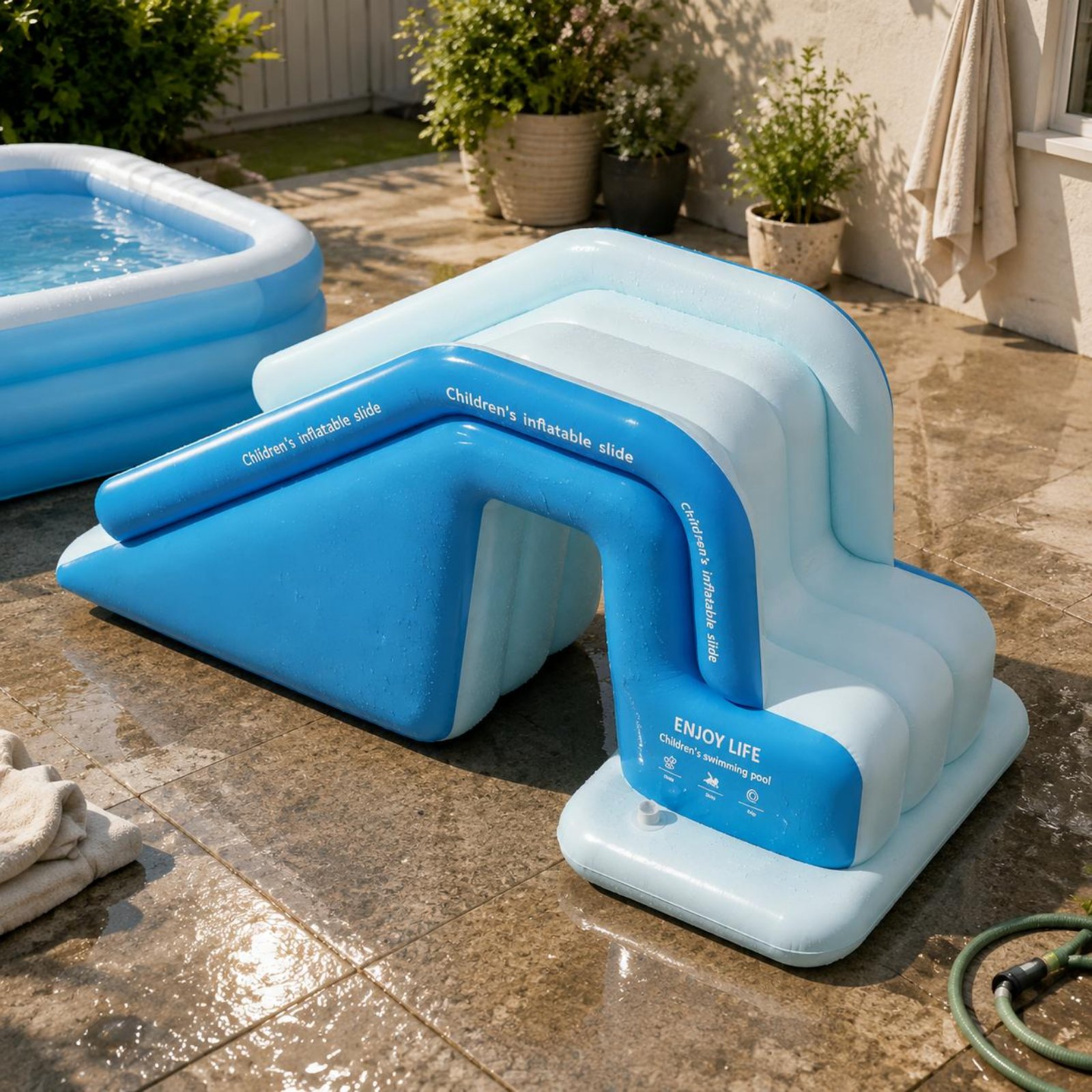 Kids Outdoor Water Toys - Inflatable Pool Slide Foldable Inflatable Water