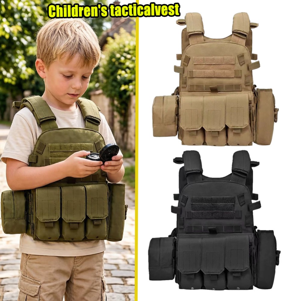 Kids Outdoor Lounge Set - Children Airsoft Paintball Vest Adjustable Tactical