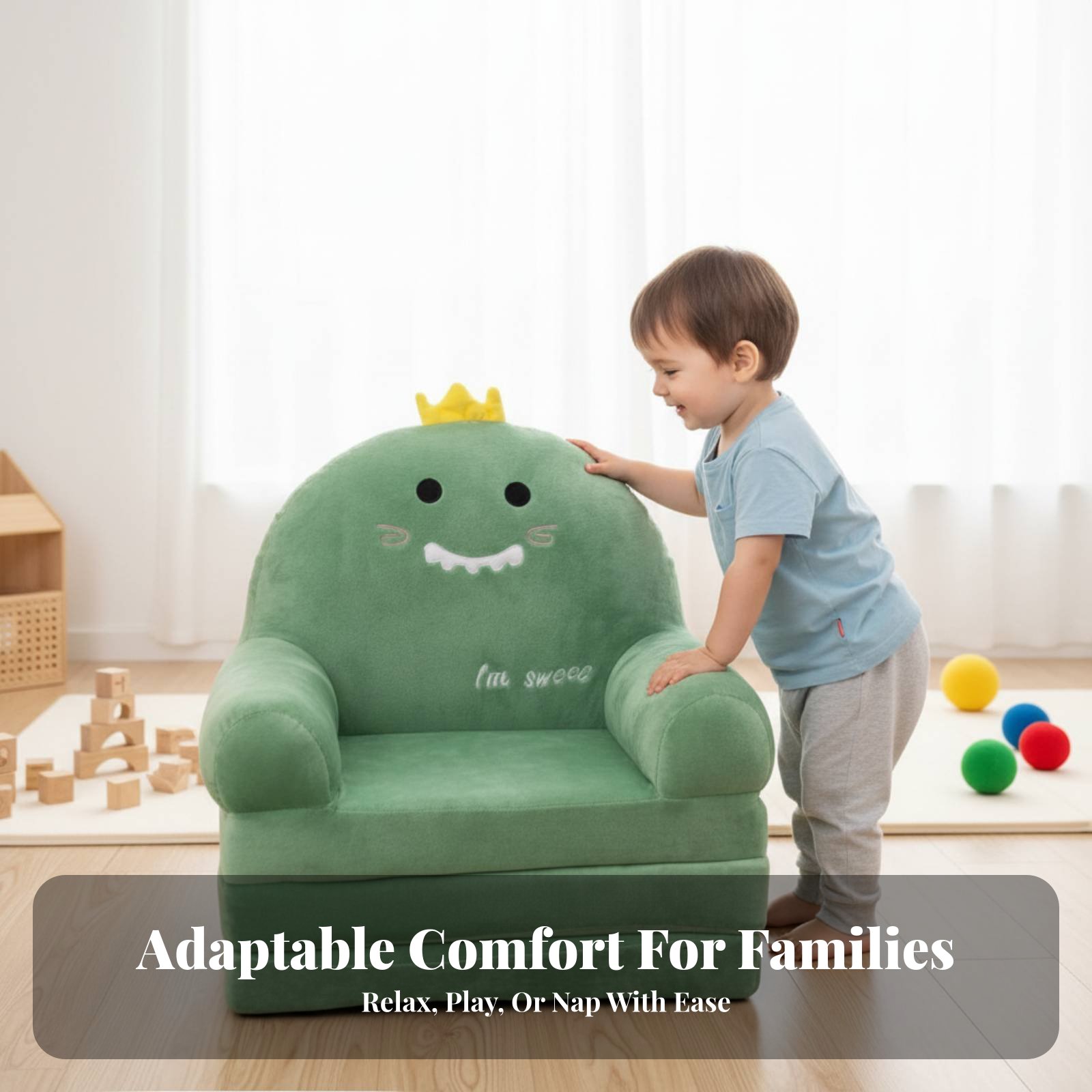 Kids Outdoor Lounge - Transformable Flip-Open Sofa Foldable Transformable Flip-Open