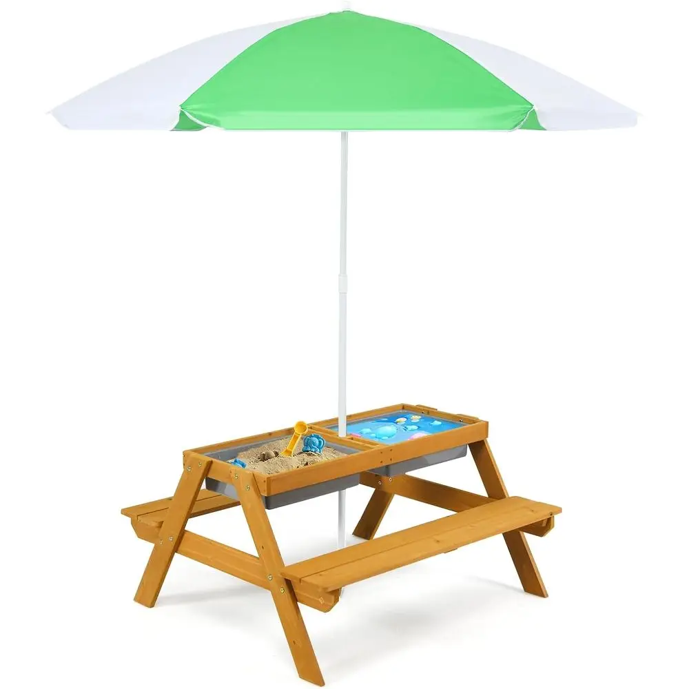 Kids Outdoor Umbrella For Table - 3-in-1 Height-Adjustable Umbrella Kids Picnic Table