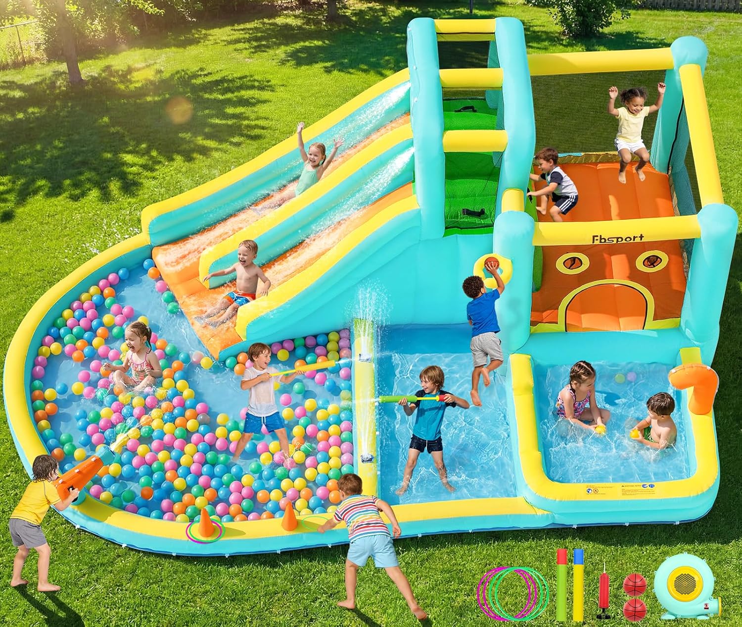 Kids Outdoor Inflatable - Double Slide Inflatable Water Park Bouncy