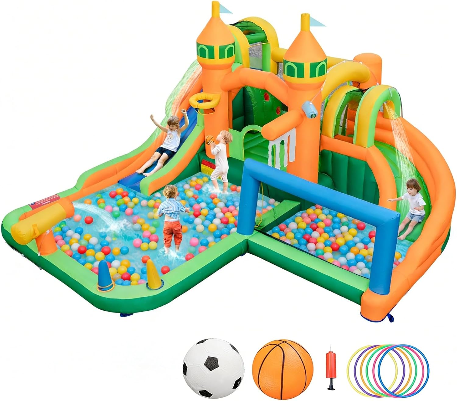 Kids Outdoor Inflatable - 9-in-1 Inflatable Water Park Bounce House