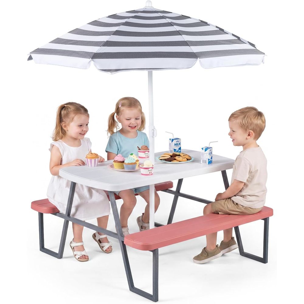 Kids Outdoor Umbrella For Table - Kids Picnic Table, Toddler Outdoor Table