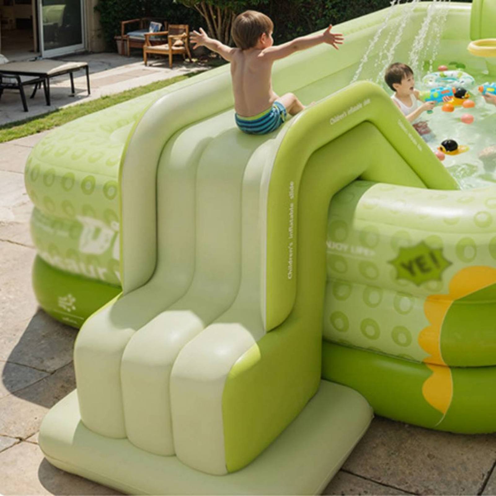 Inflatable Pool Slide Foldable - Kids Outdoor Water Toys ulasan dan harga