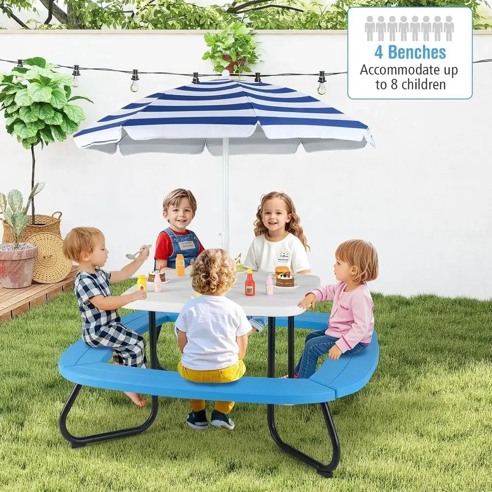 8-Person Kids Picnic Table wit - Kids Outdoor Umbrella For Table ulasan dan harga