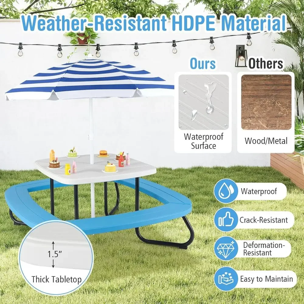 8-Person Kids Picnic Table wit - Kids Outdoor Umbrella For Table ulasan dan harga