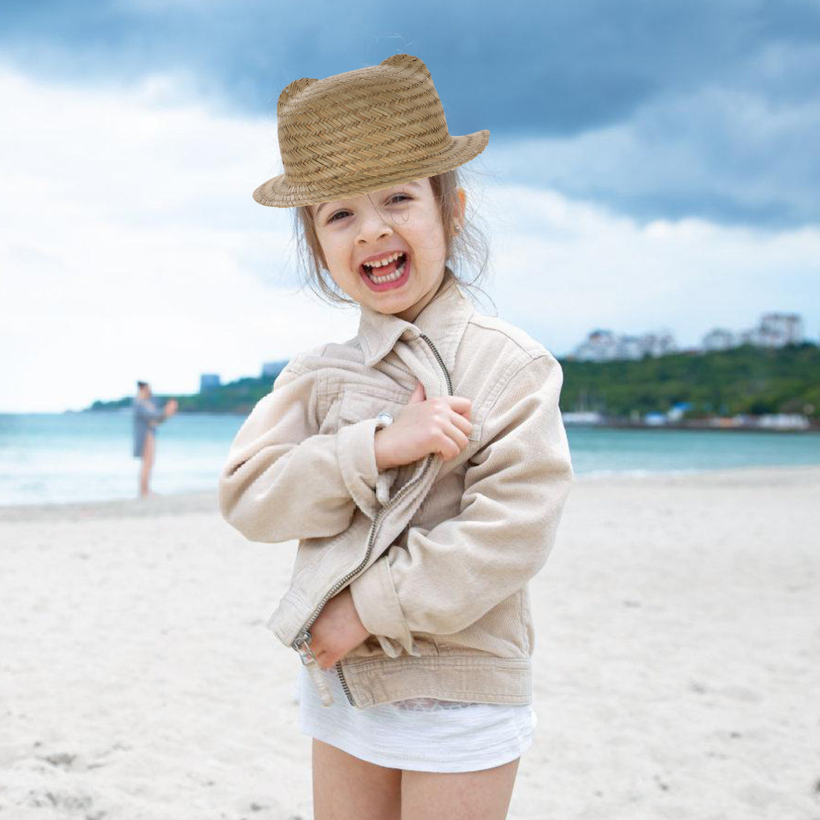 Kids Straw Sun Hat Wide Brim W - Kids Outdoor Hat ulasan dan harga