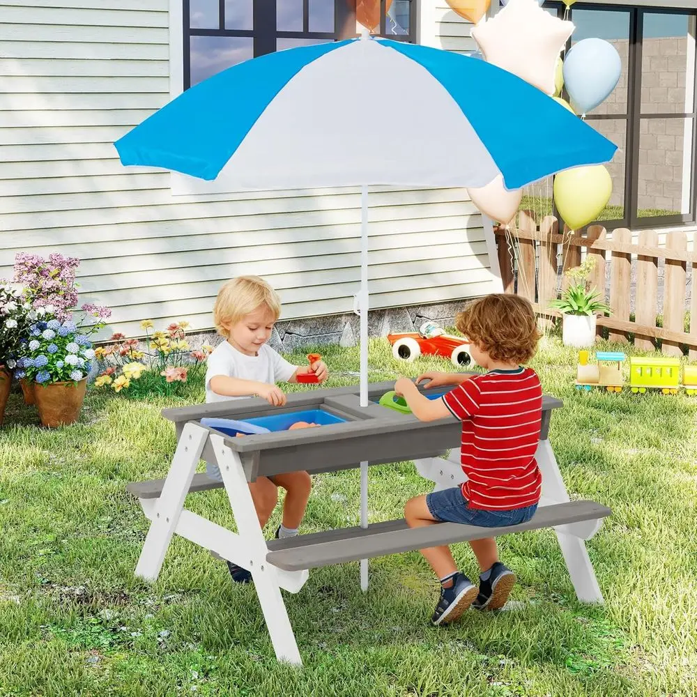 Convertible 3-in-1 Wooden Picn - Kids Outdoor Umbrella For Table ulasan dan harga
