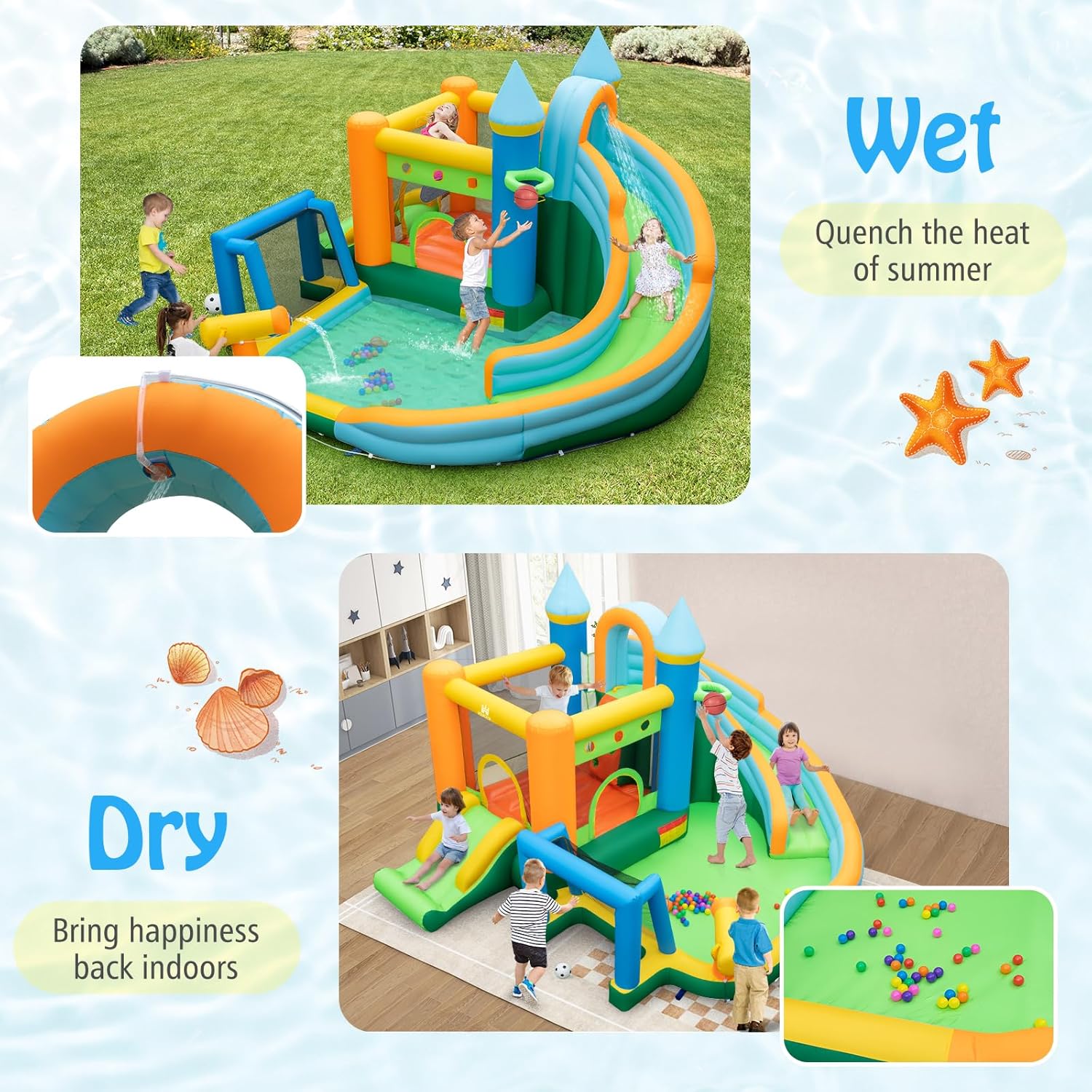 9-in-1 Inflatable Water Slide  - Kids Outdoor Ball ulasan dan harga