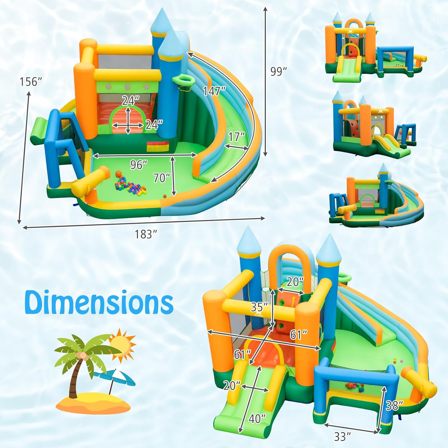 9-in-1 Inflatable Water Slide  - Kids Outdoor Ball ulasan dan harga