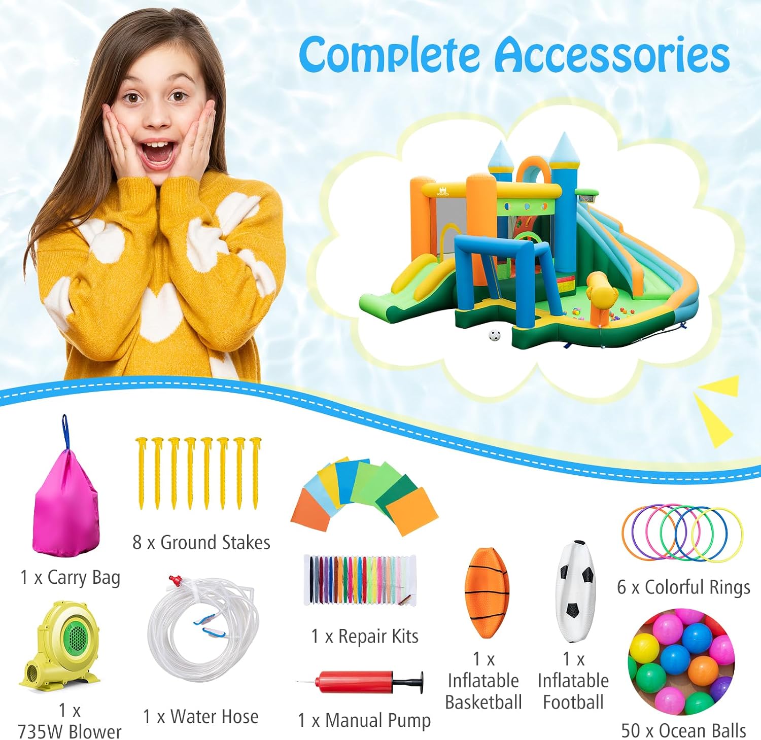 9-in-1 Inflatable Water Slide  - Kids Outdoor Ball ulasan dan harga