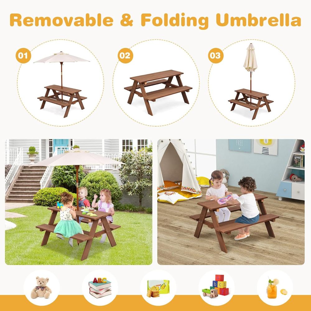 Kids Picnic Table, ir Wood Kid - Kids Outdoor Umbrella For Table ulasan dan harga