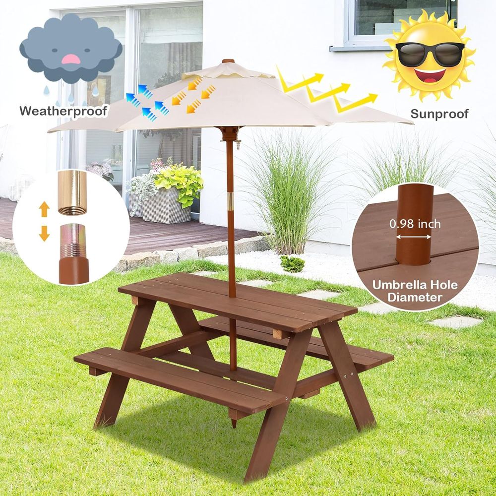 Kids Picnic Table, ir Wood Kid - Kids Outdoor Umbrella For Table ulasan dan harga