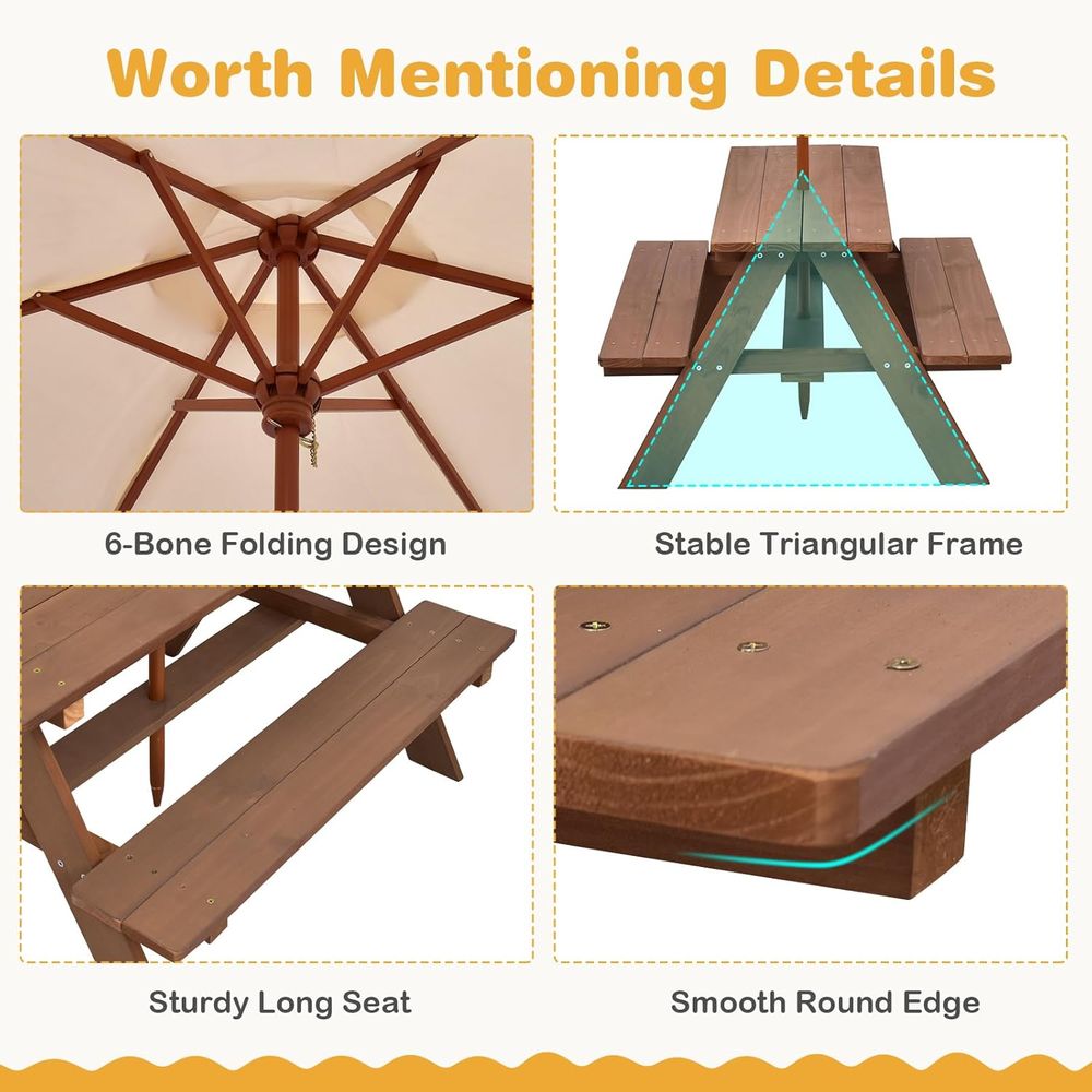 Kids Picnic Table, ir Wood Kid - Kids Outdoor Umbrella For Table ulasan dan harga