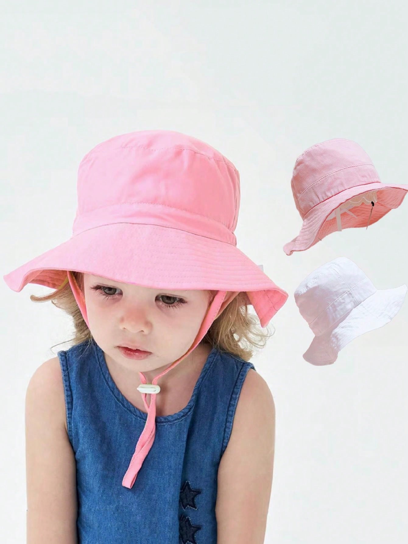 1pc Pink Flat Top Bucket Hat f - Kids Outdoor Hat ulasan dan harga