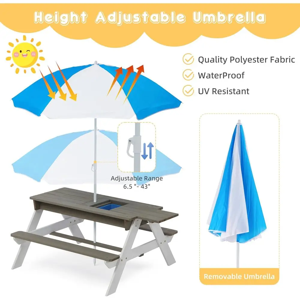 Convertible 3-in-1 Wooden Picn - Kids Outdoor Umbrella For Table ulasan dan harga
