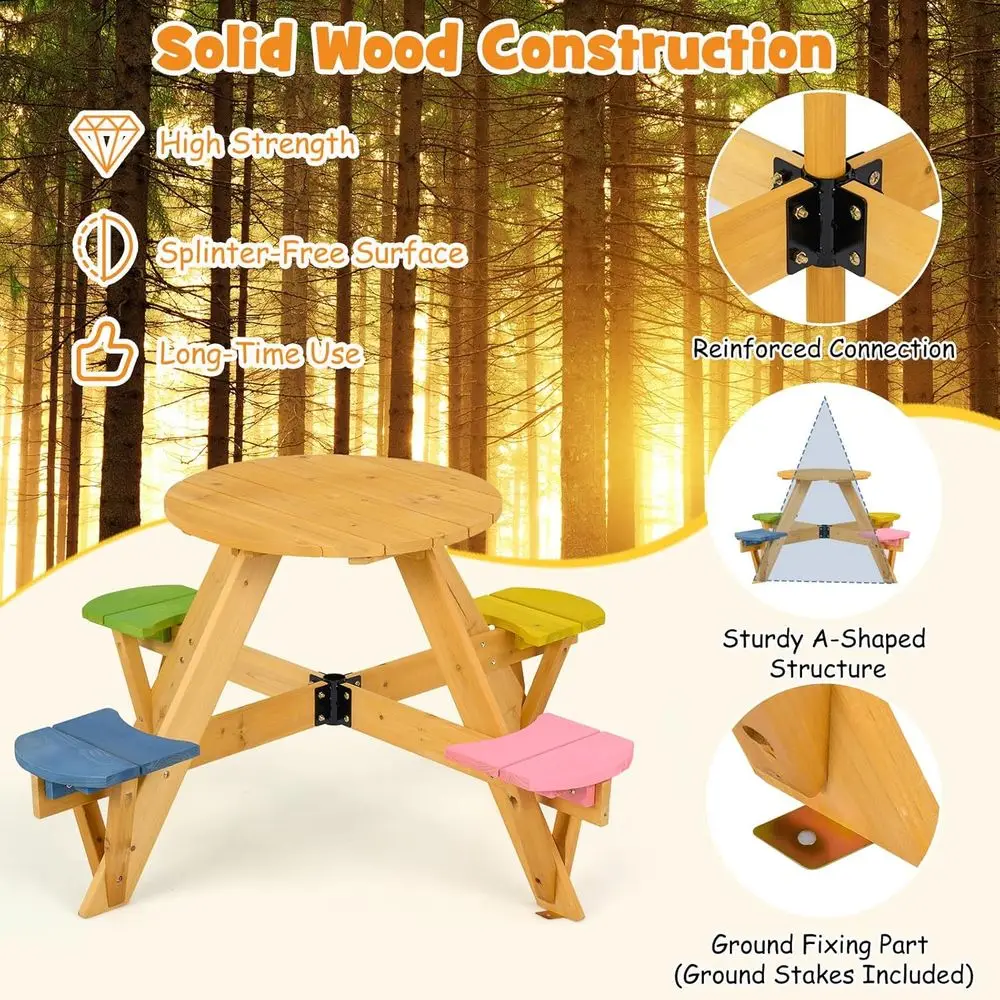 4-Person Wooden Toddler Picnic - Kids Outdoor Umbrella For Table ulasan dan harga