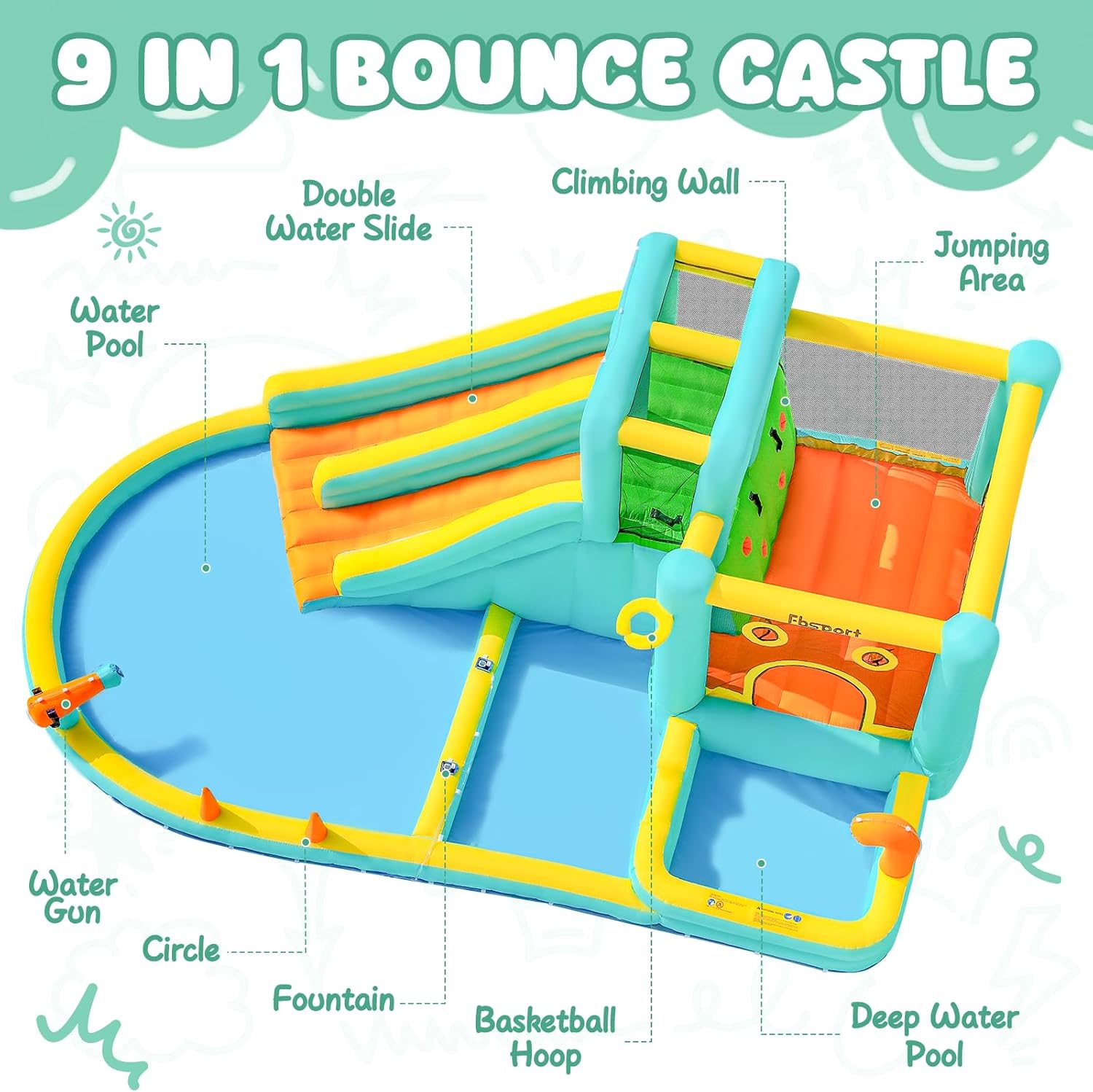 Double Slide Inflatable Water  - Kids Outdoor Inflatable ulasan dan harga