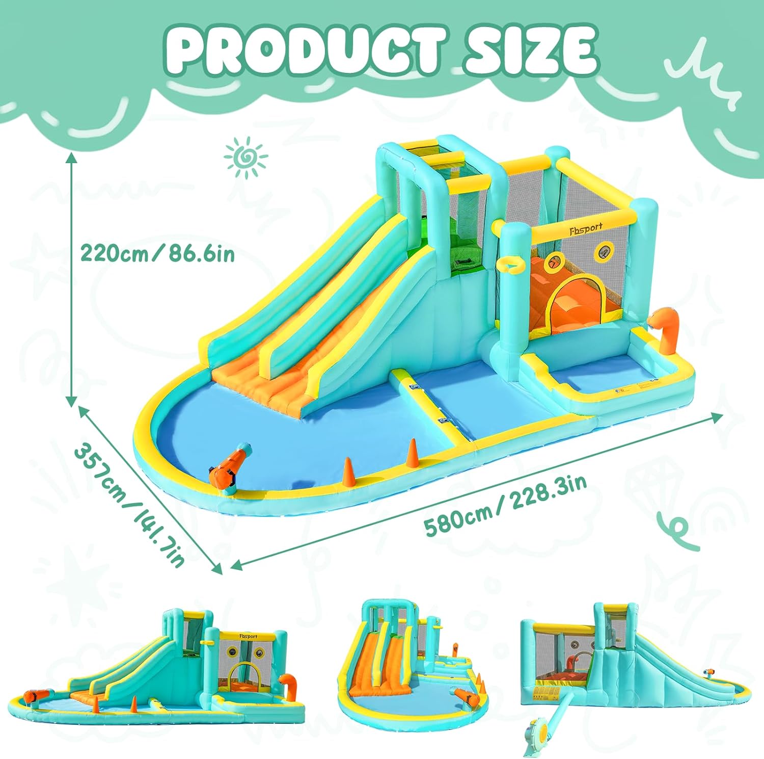 Double Slide Inflatable Water  - Kids Outdoor Inflatable ulasan dan harga