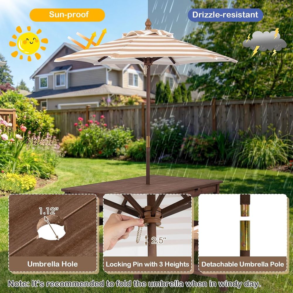 Kids Picnic Table, ir Wood Tod - Kids Outdoor Umbrella For Table ulasan dan harga