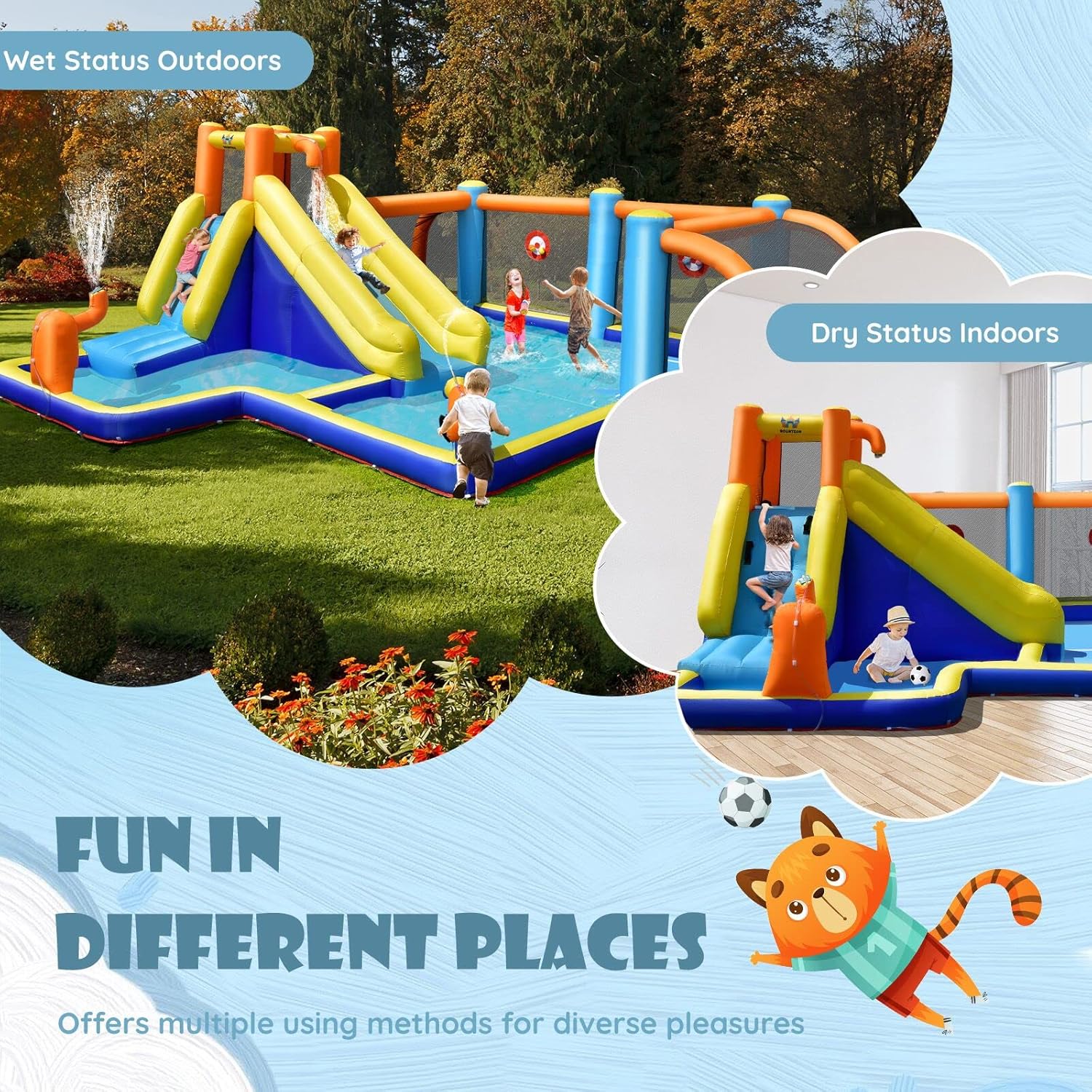 Inflatable Water Slide, Dual C - Kids Outdoor Inflatable ulasan dan harga