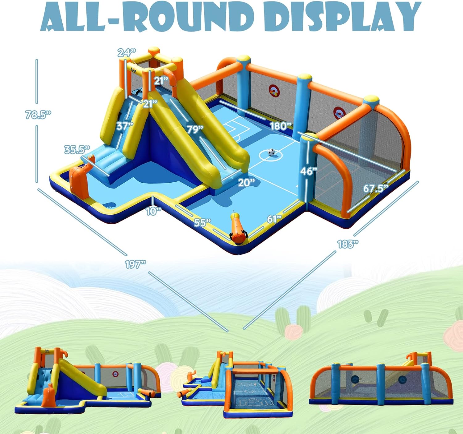 Inflatable Water Slide, Dual C - Kids Outdoor Inflatable ulasan dan harga