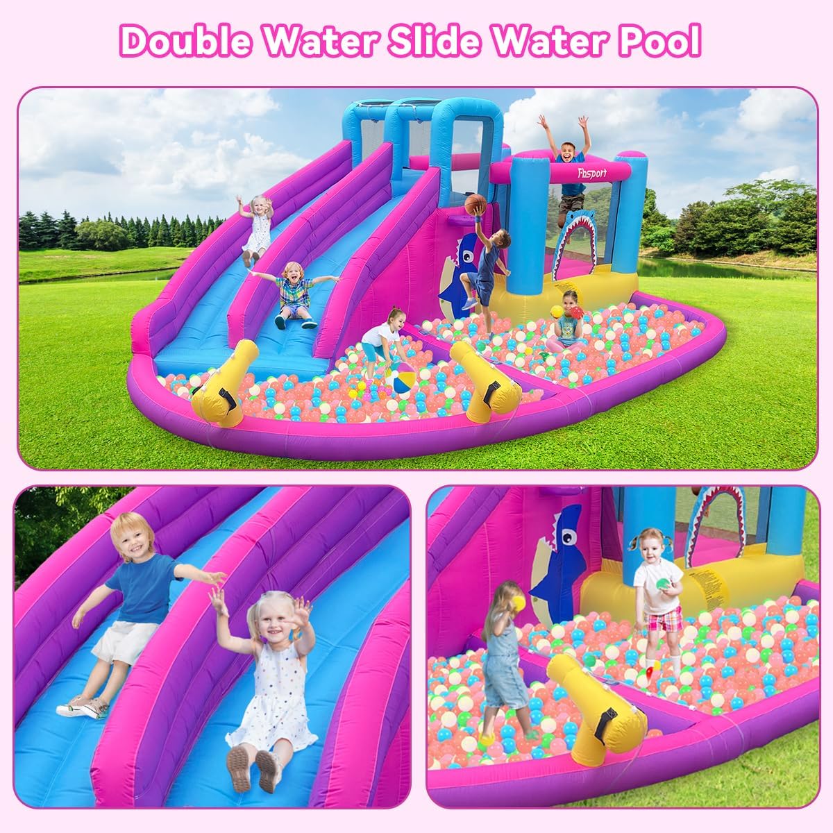 Twin Water Slides Inflatable B - Kids Outdoor Ball ulasan dan harga