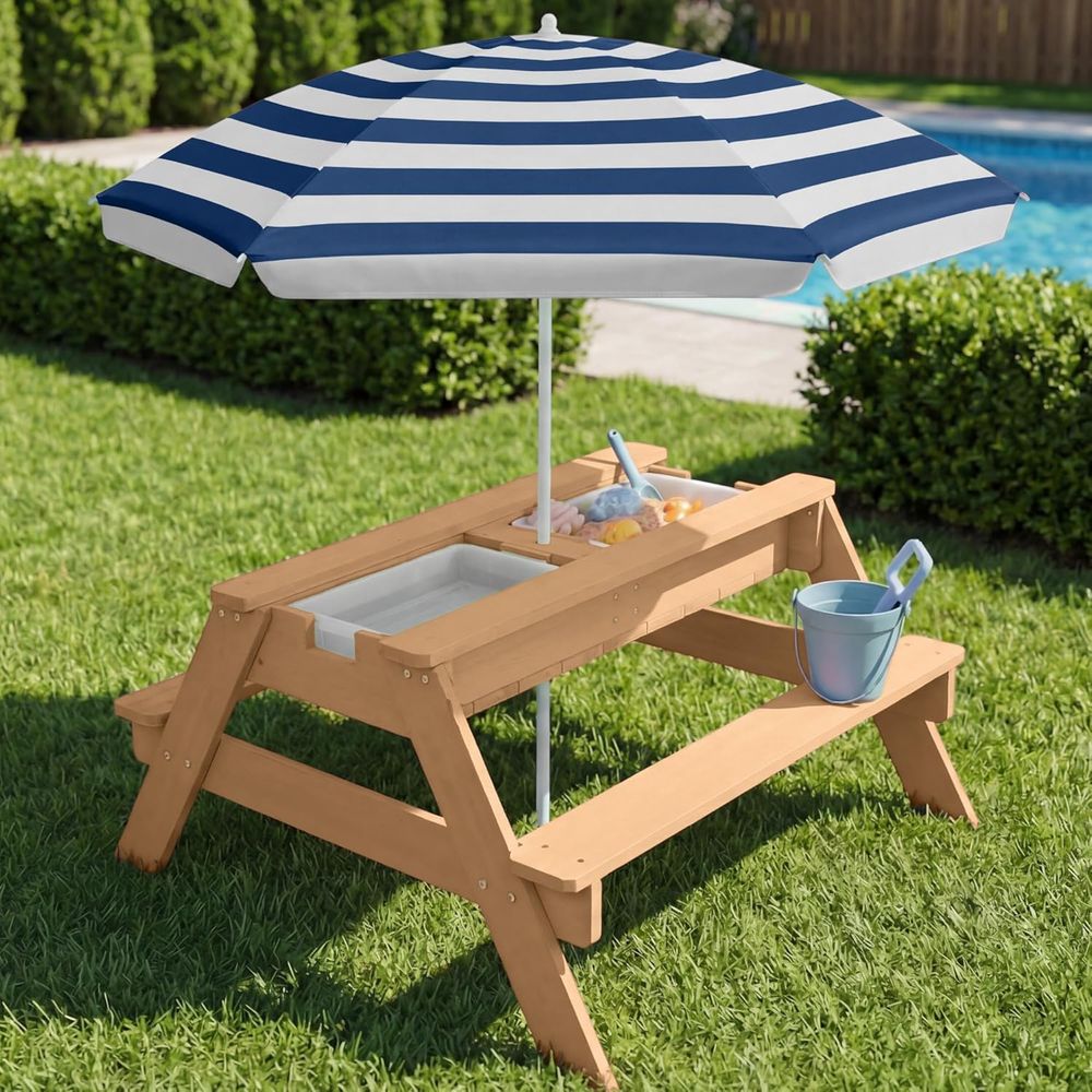 Kids Picnic Table with Umbrell - Kids Outdoor Umbrella For Table ulasan dan harga