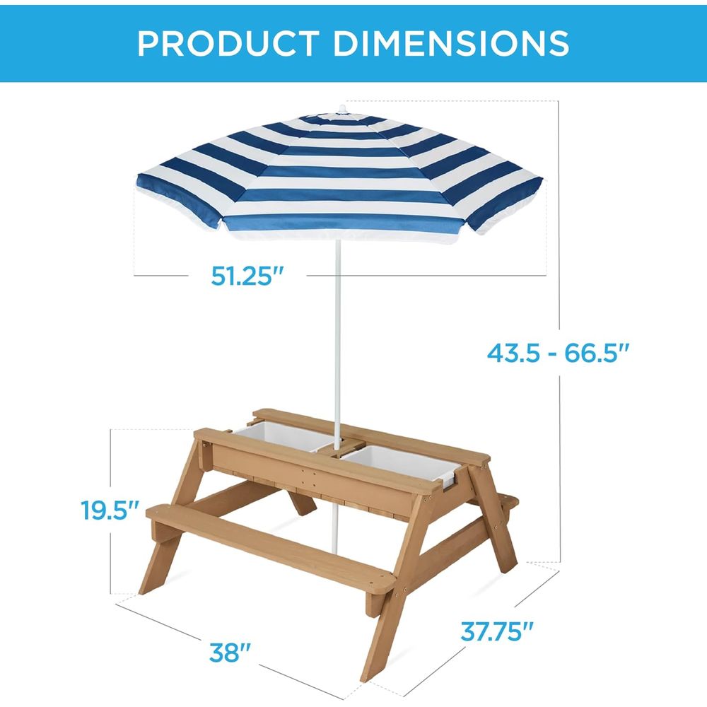Kids Picnic Table with Umbrell - Kids Outdoor Umbrella For Table ulasan dan harga